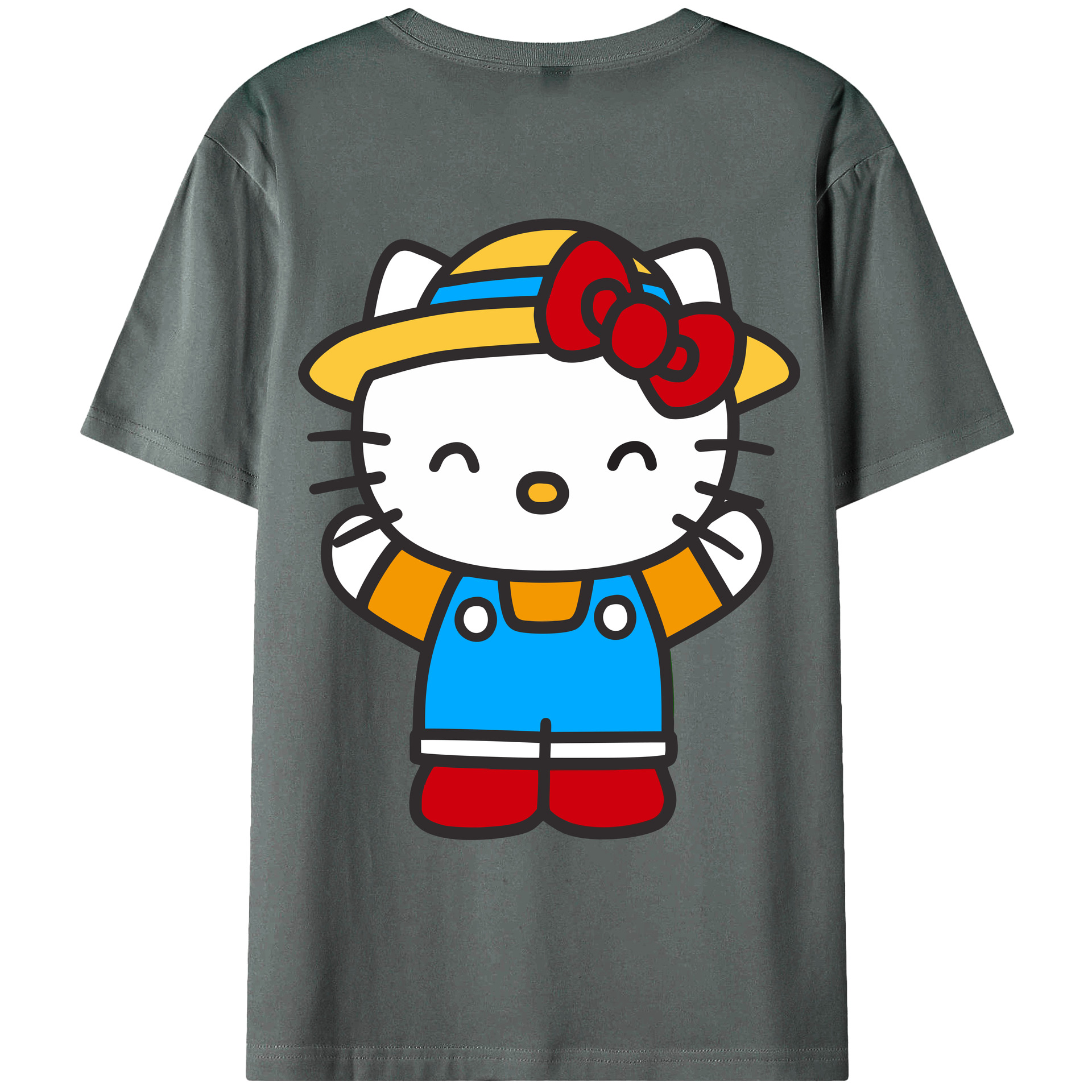 （画像用） Hello Kitty ハローキティ 綿100％ メンズ半袖Tシャツ（バックプリント） 通気性